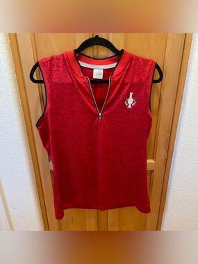 Dunning Golf Solheim Cup Red Quarter Zip Sleeveless Top Size Large